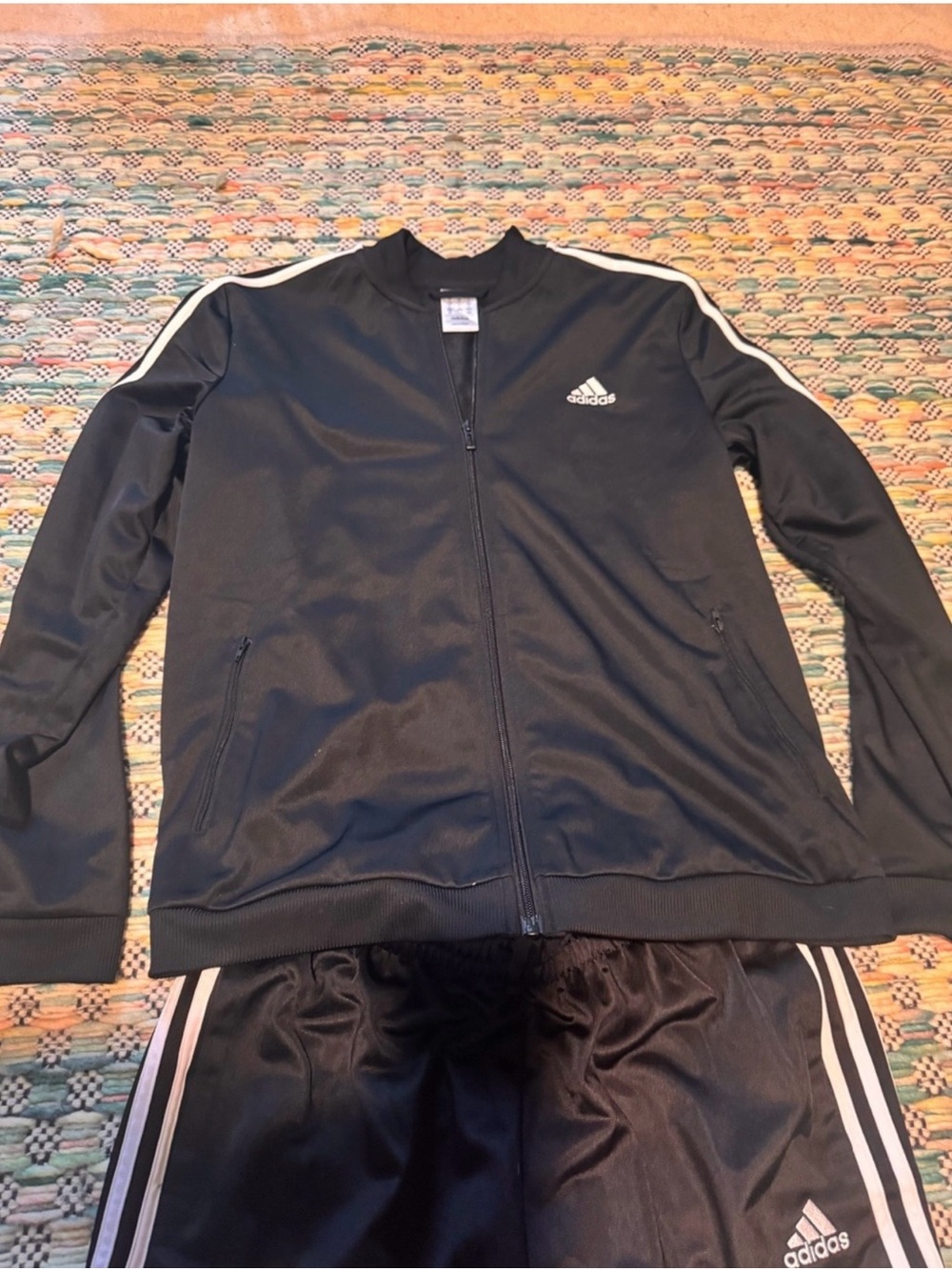 adidas Black Track Jacket and Pants Set with White Stripes - Picture 4 of 4